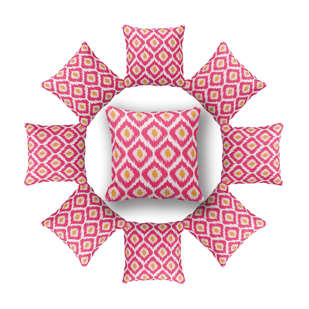 Pink And Yellow Chevron Geometric Pillow Cover 20x20,ikat Cushion