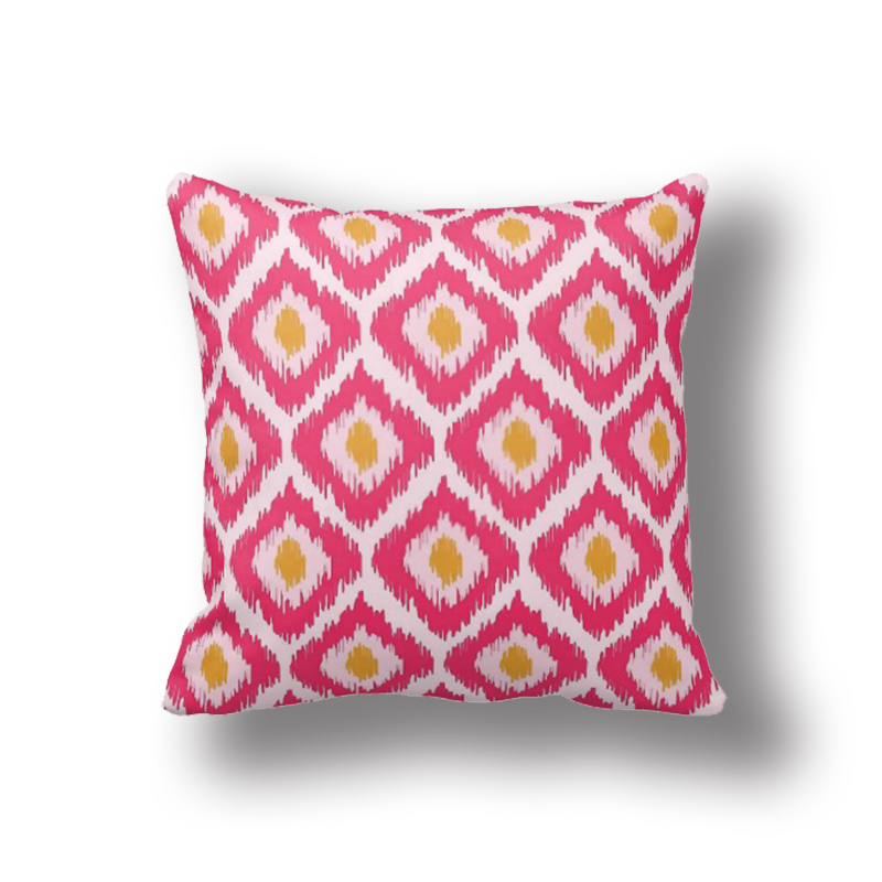Pink And Yellow Chevron Geometric Pillow Cover 20x20,ikat Cushion