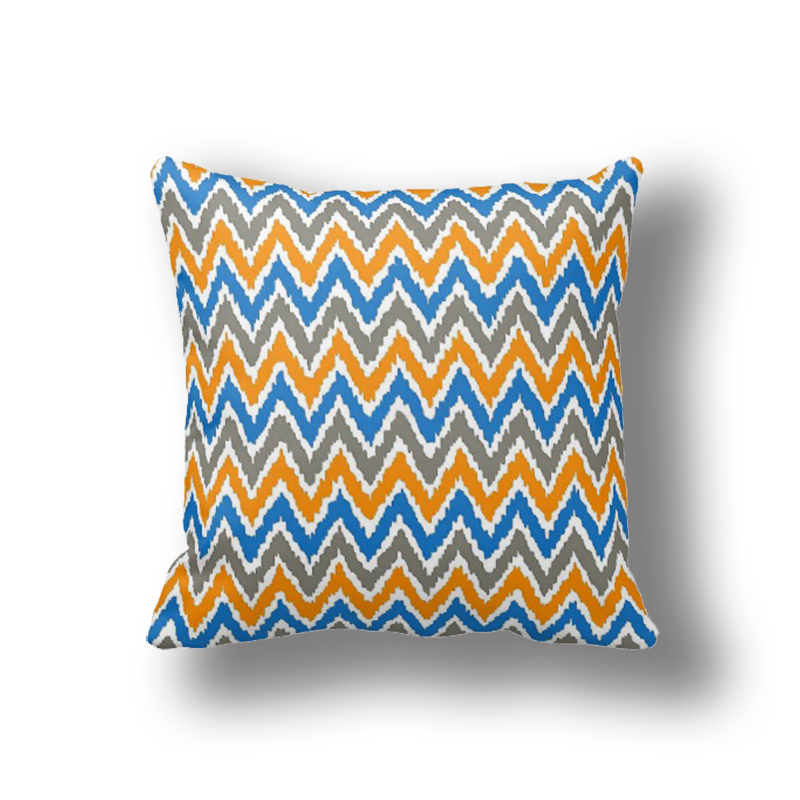 Blue And Orange Abstract Geometry Pillow Covers 20x20,Chevron Throw